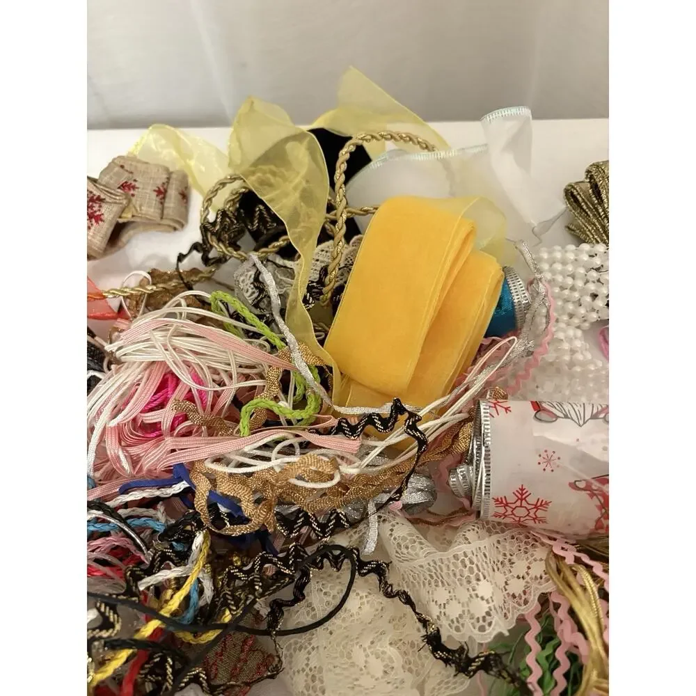 Vintage LOT Lace Trim Edging Dolls Crafts Sewing Cord Rick Rack Ribbon Assorted